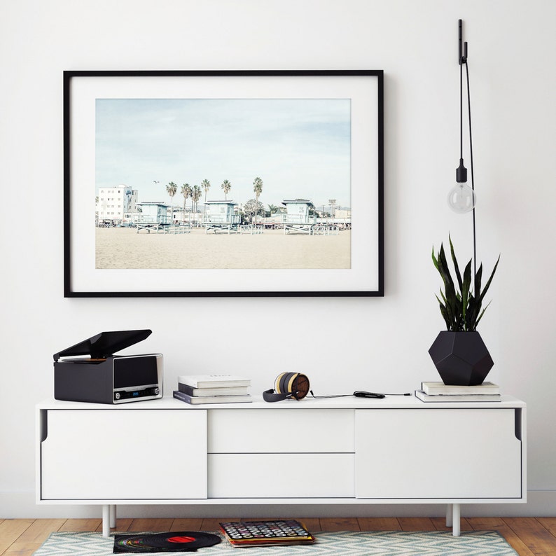 Beach Photography, Large Wall Art, Neutral Art, Pastel Print, Blue Wall Decor, Los Angeles Photo, Venice Beach, California Beach Scene image 5
