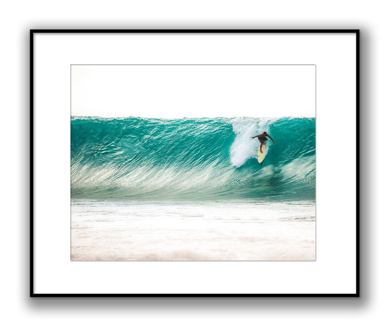 Aqua Surf Decor, Pipeline Waves, Teal Beach Photography, Hawaiian Decor, Surf Wall Art, North Shore, Ocean Waves, Water Photography image 2