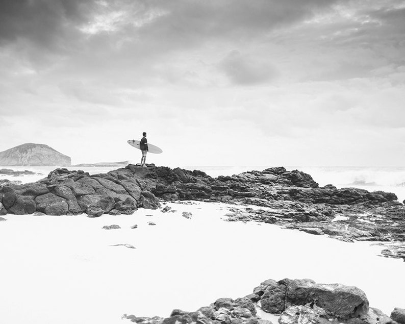 Hawaii Canvas Art, Black and White Hawaiian Wall Art, Surfing Decor ...