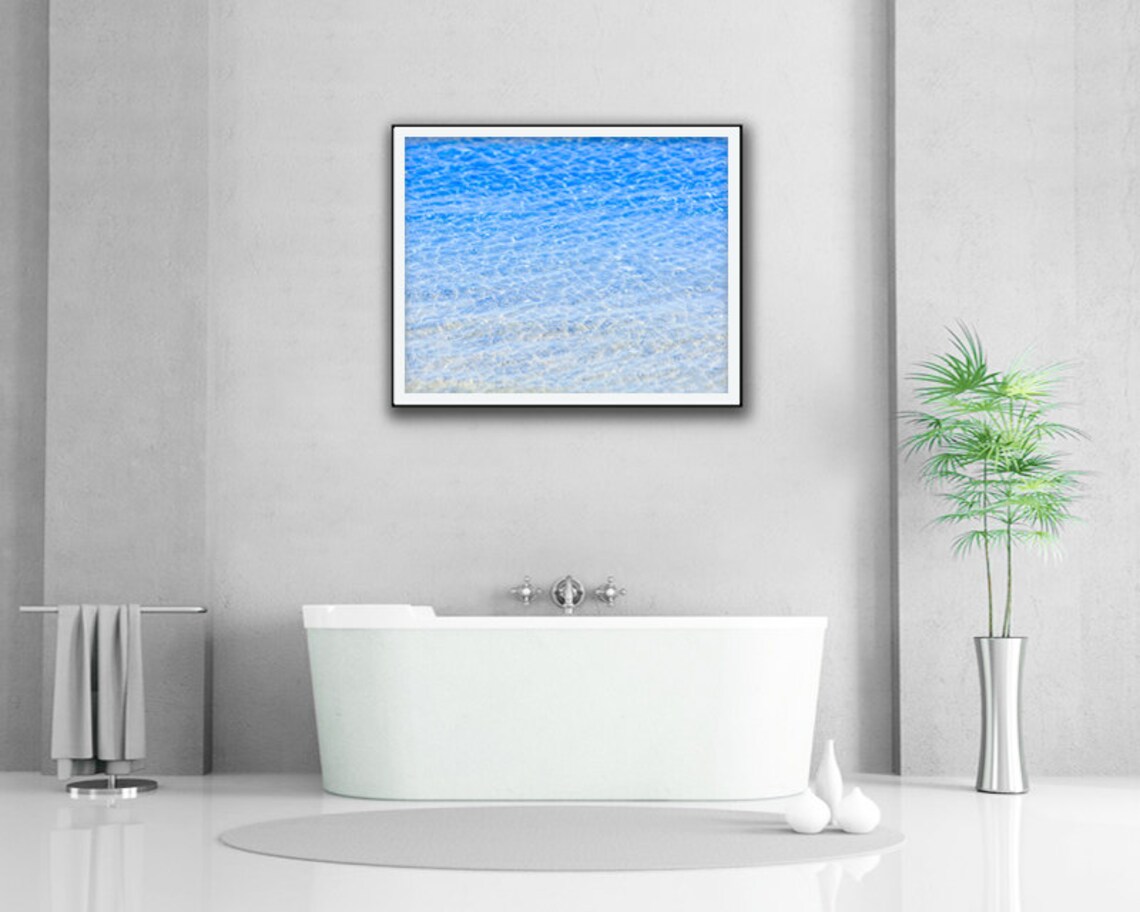 Large Bathroom Wall Art Blue Wall Decor Water Photography - Etsy