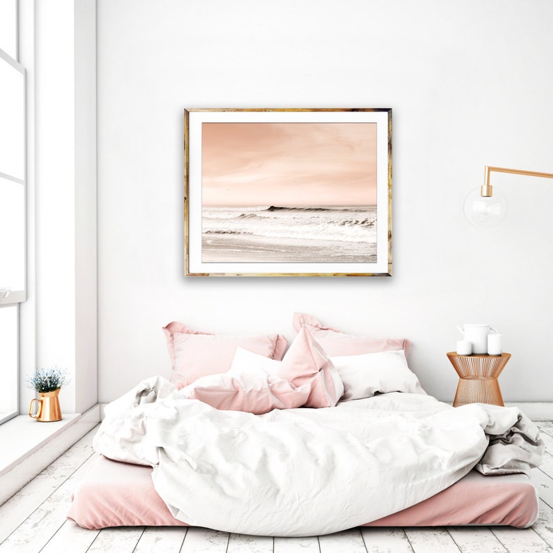 Peach and Gray Wall Art Beach Photography Beach Sunrise Etsy