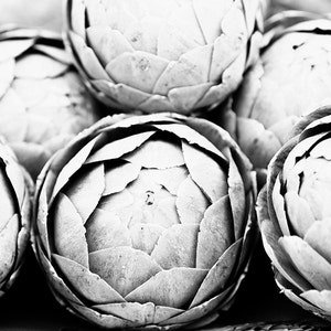 Food Photography, Black and White Kitchen, Artichoke, Kitchen Wall Art, Black and White Food Print, Vegetables, Monochromatic Kitchen