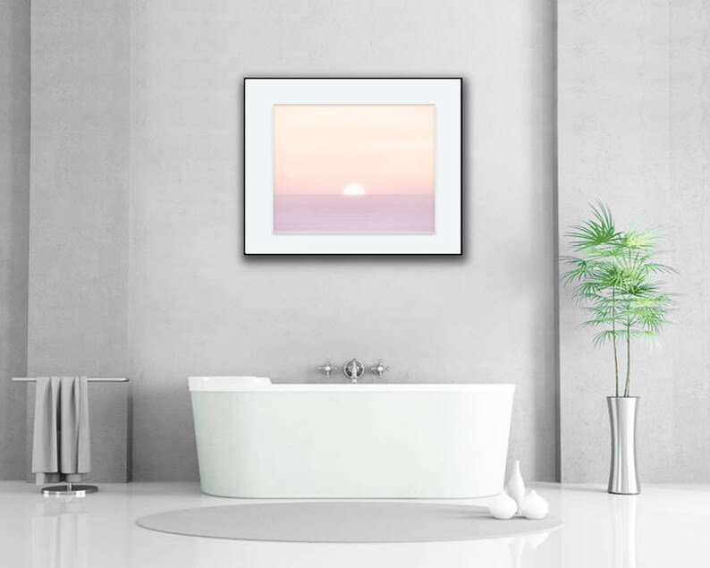 Pastel Sunset Wall Art, Large Coastal Photography, Large Neutral Beach Photo, Gold, Purple, Modern Sunset Print, Sunset Photography image 5