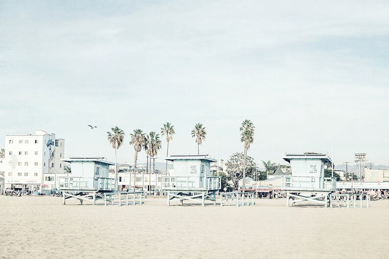 Beach Photography, Large Wall Art, Neutral Art, Pastel Print, Blue Wall Decor, Los Angeles Photo, Venice Beach, California Beach Scene image 2