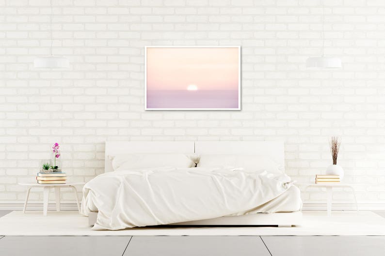 Pastel Sunset Wall Art, Large Coastal Photography, Large Neutral Beach Photo, Gold, Purple, Modern Sunset Print, Sunset Photography image 4