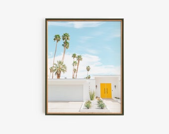 Large Palm Springs Wall Art, Modern Palm Springs Print, Yellow Door Art, Mid Century Modern Decor, Architecture Print, Palm Springs Print
