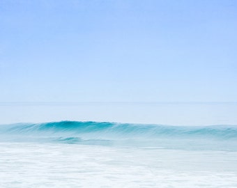 Blue Beach Decor, Beach Photography, Moonlight Beach, Wave, Water, Blue Wall Decor, Large Coastal Art Print, Large Blue Wall Art