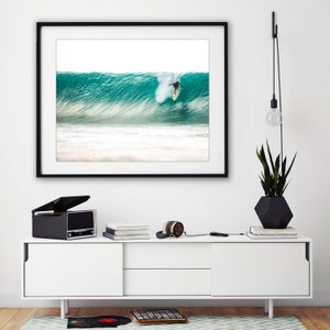 Aqua Surf Decor, Pipeline Waves, Teal Beach Photography, Hawaiian Decor, Surf Wall Art, North Shore, Ocean Waves, Water Photography image 3