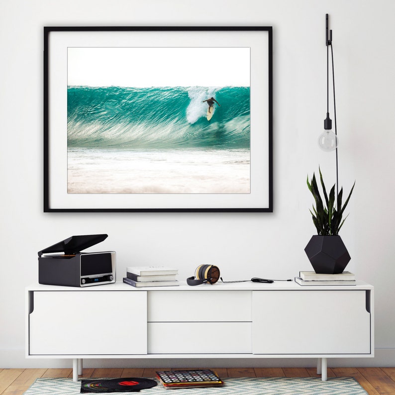 Aqua Surf Decor, Pipeline Waves, Teal Beach Photography, Hawaiian Decor, Surf Wall Art, North Shore, Ocean Waves, Water Photography image 3