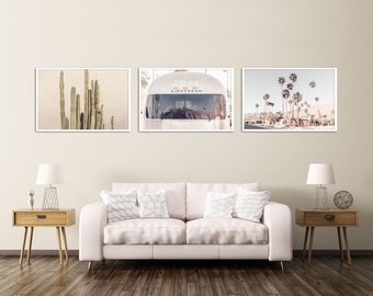 Palm Springs Print Set, Southwest Desert Wall Decor, Cactus Art, Airstream Print, Palm Springs Photography, Neutral Wall Art Set, California