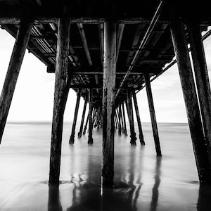 Pier Photograph, San Diego Pier, Black and White Ocean Photography, Architectural Print, Bold Print, California Print, Dark Wall Decor