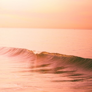 Large Wave Photography, Orange Wall Decor, Modern Beach Wall Art, Sunrise Photography, Surf, Ocean Art, Waves Print, Minimalist Beach Decor