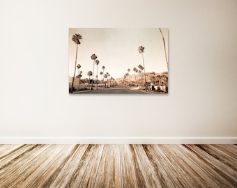 Mid Century Modern Wall Art, Large Palm Springs Canvas Art, Gold Wall Decor, Mid Century Wall Art, Extra Large Art - "Palm Canyon Drive"