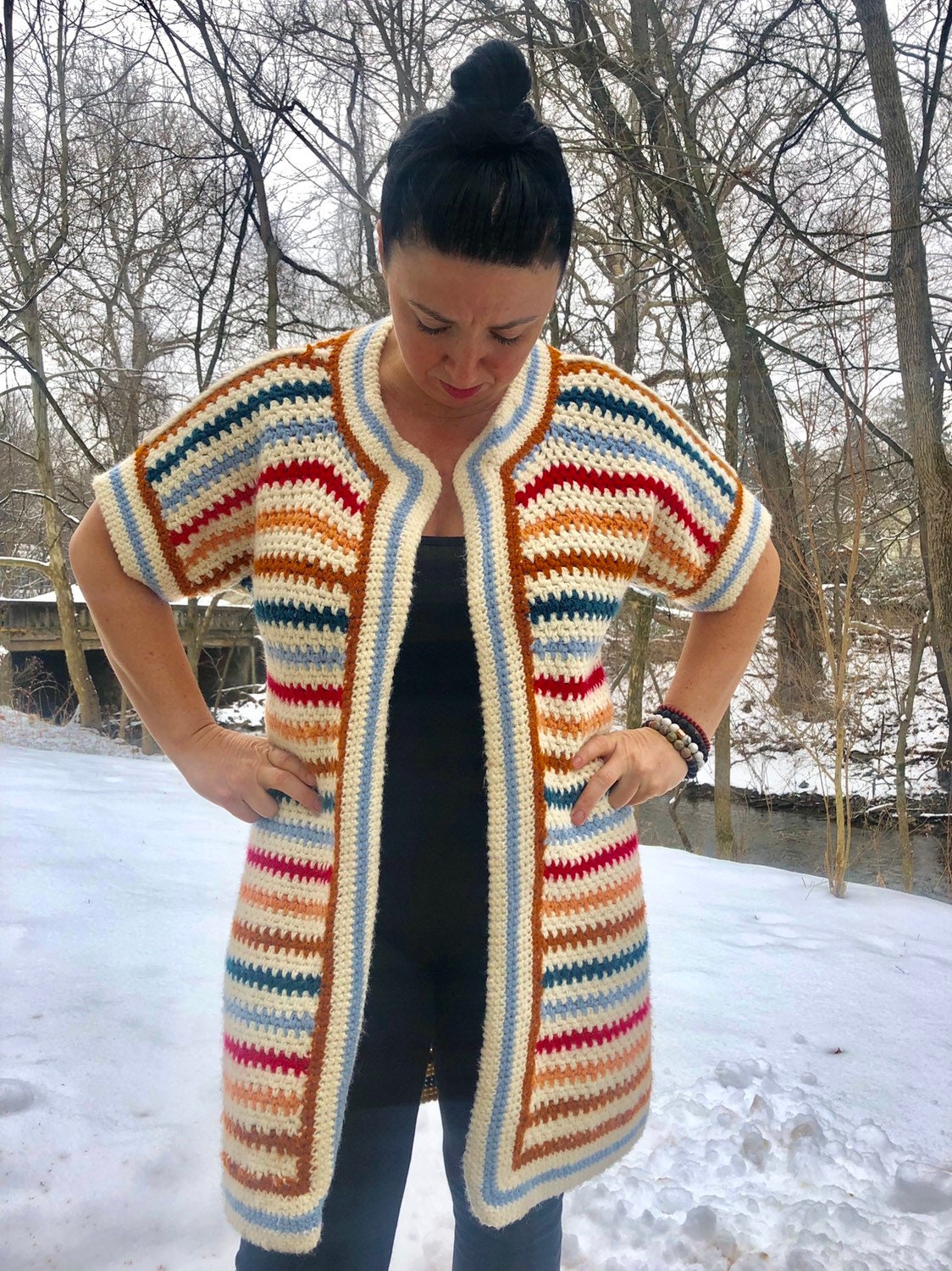 knee length knit cardigan