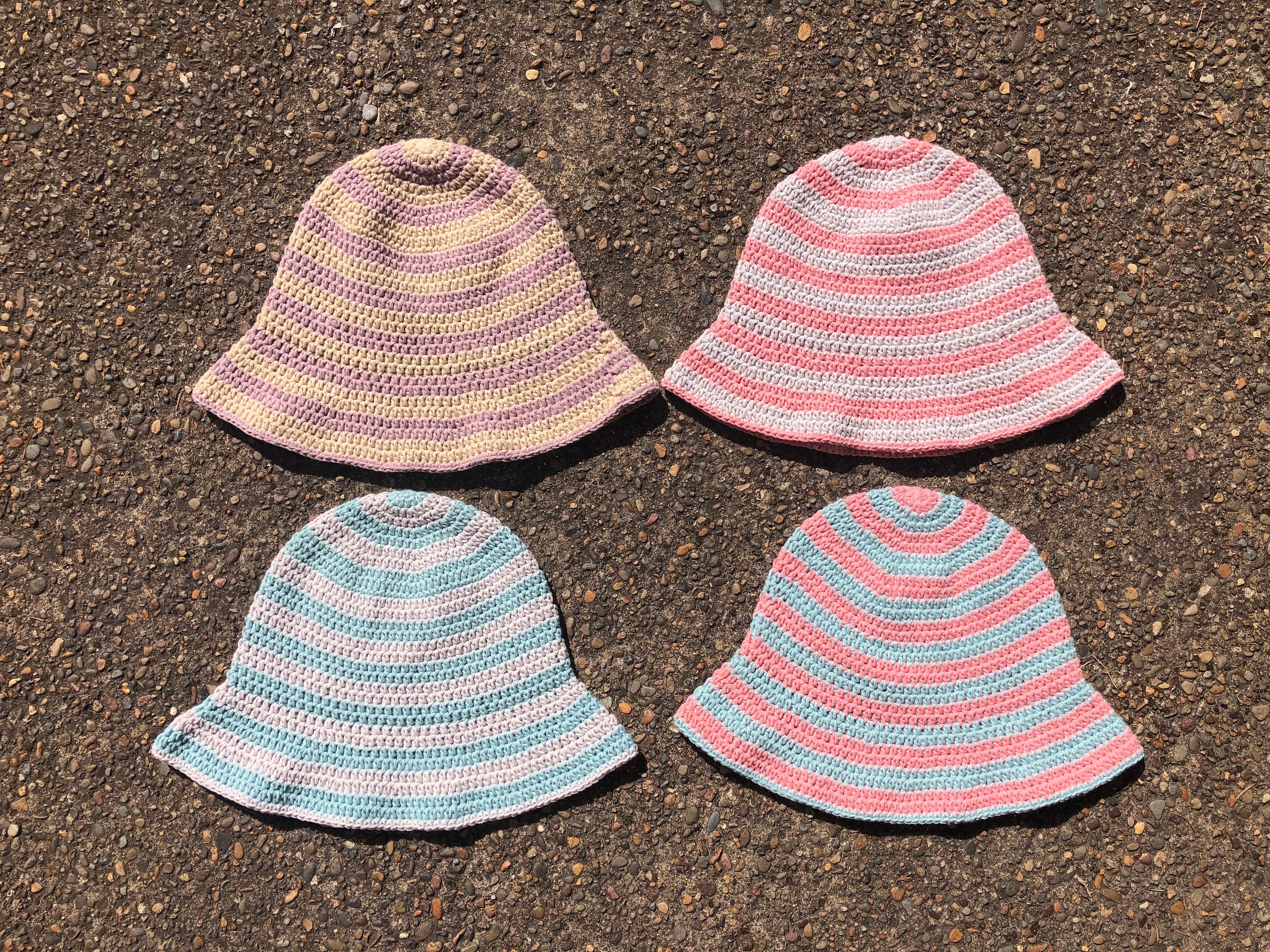 Striped Bucket Hat, Cotton Blend, Stripes, Crochet, Handmade  display picture 3