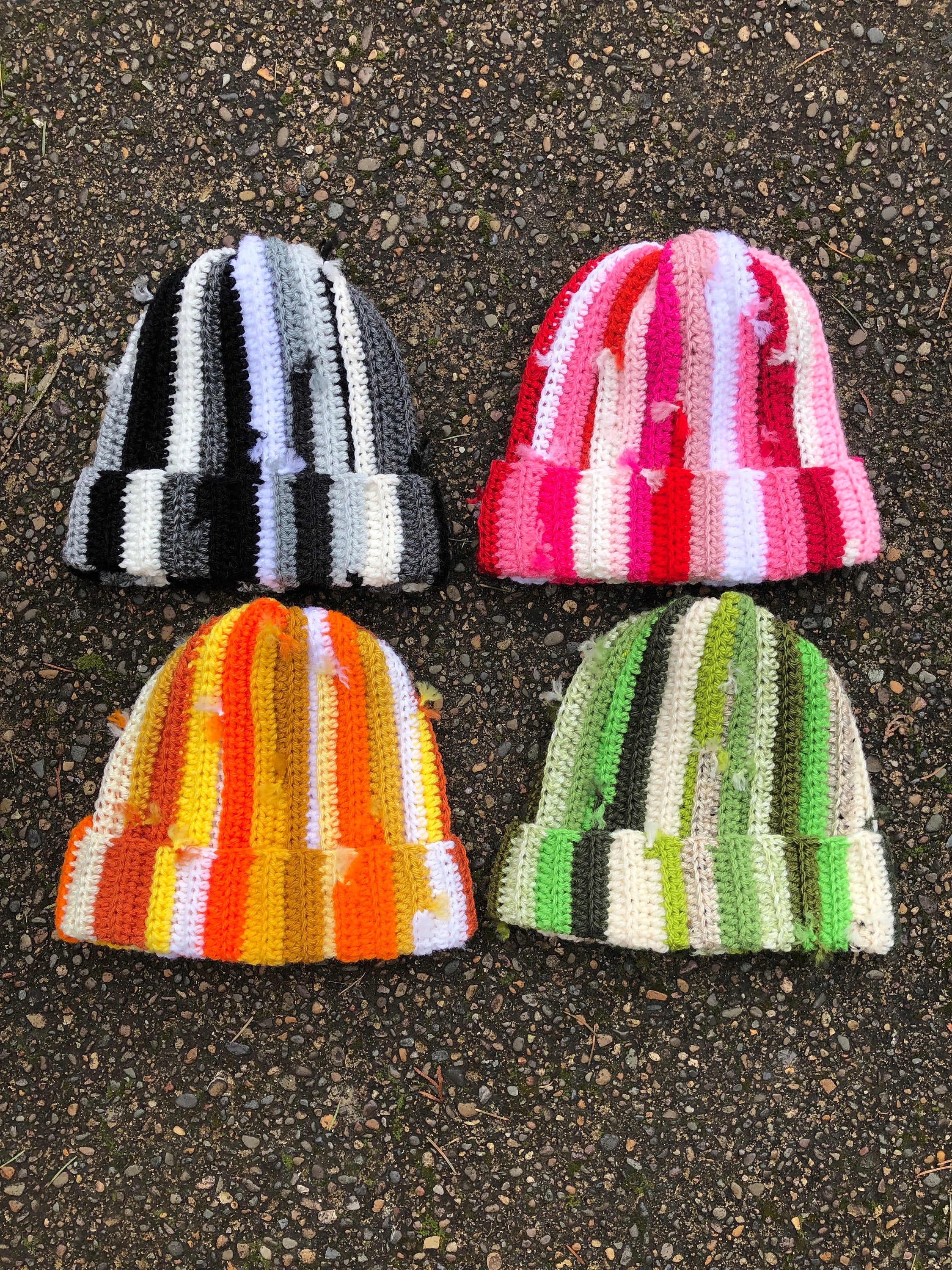 Scrap Yarn Beanie, Scrappy, Handmade, Hat, Patchwork