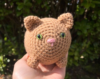 Orb cat / crochet / round / handmade / cute / kawaii / cat eyes / brown / amigurumi / kitty / meow / pets / toys / kitten