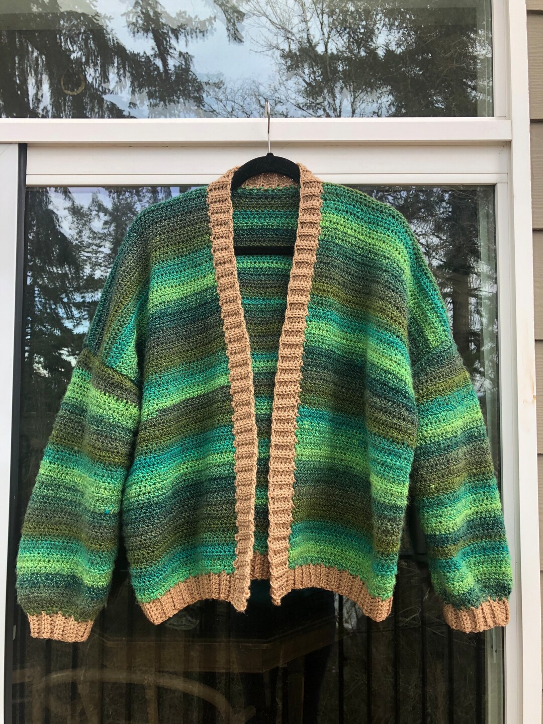 SIZE L/XL Crochet Cardigan / Sweater / Oversized / Green / Etsy