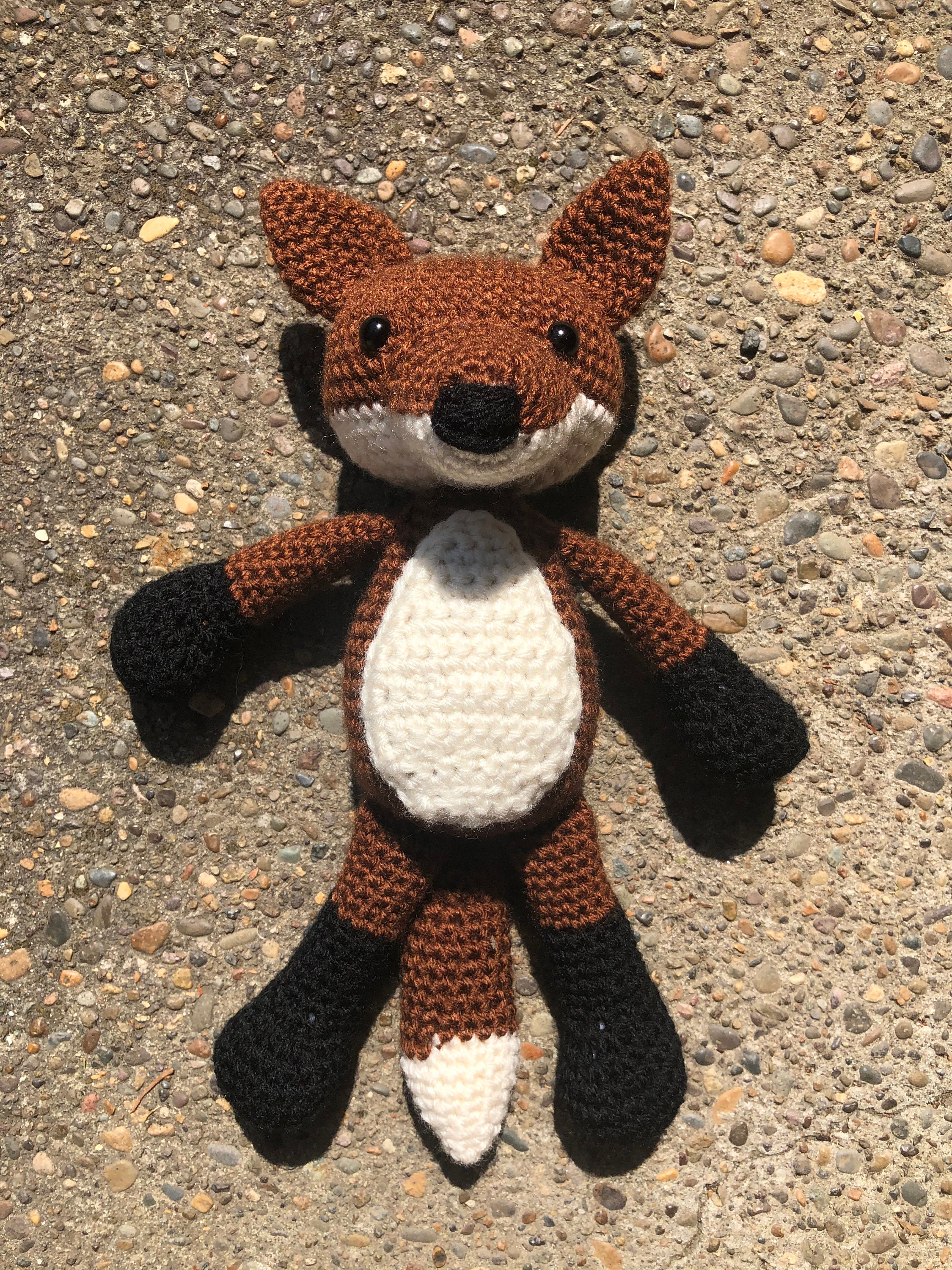 Handmade Crochet Grey Fox Toy main image 1