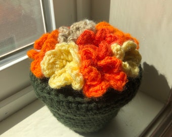 Crochet flower pot, flowers, fake flowers, gifts for her, mother’s day, Valentine’s Day, birthday, home decor, spring, scrap yarn, handmade