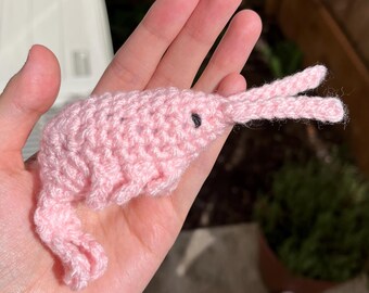 Crochet shrimp plush