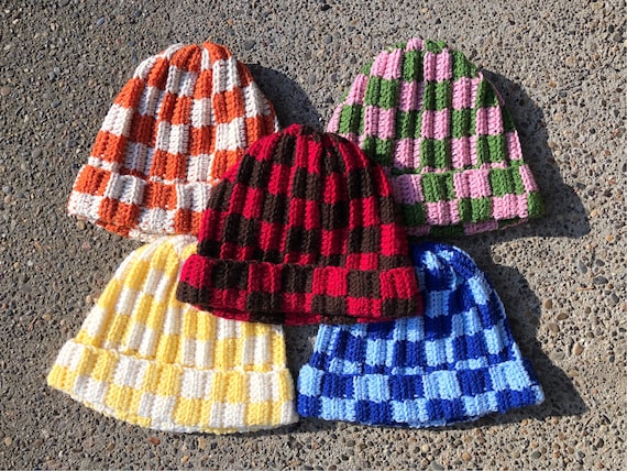 Pink & Green Checkered Beanie Pink & Green Checkered Beanie
