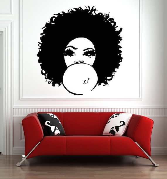 african woman decal beautiful afro girl curly hair salon | etsy