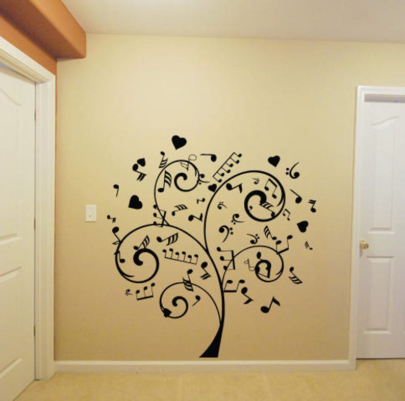 Wall Decal Sticker Decor Music Tree Music Notes Bedroom Decor 479t