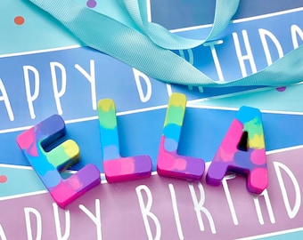 Kids BIRTHDAY Crayons, Crayon Name Set, Custom Alphabet Name Crayons in a Gift Box, Crayon Toy, Birthday Gift Kids, Gift Kids