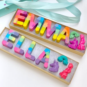 Kids Birthday Party Favor Crayon Letter Personalized Name image 1