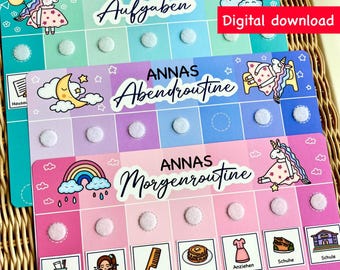 Unicorn Kids Routine Chart: Morning, Evening, Weekly Planner (Digital Download)