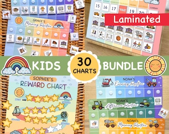 BUNDLE! Morning, Afternoon & Evening Routine Chore Chart, Weekly Calendar and Reward Chart for kids.