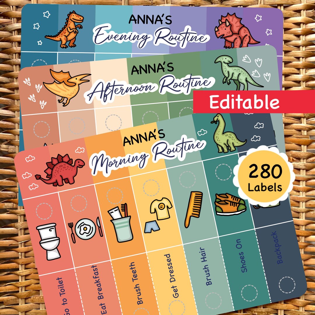 Editable Kid Routine Editable Kids Routine Chart: Visual Schedule, Chore Chart (digital ...