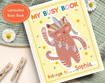 Personalized Laminated Toddler Busy Book, Learning Binder