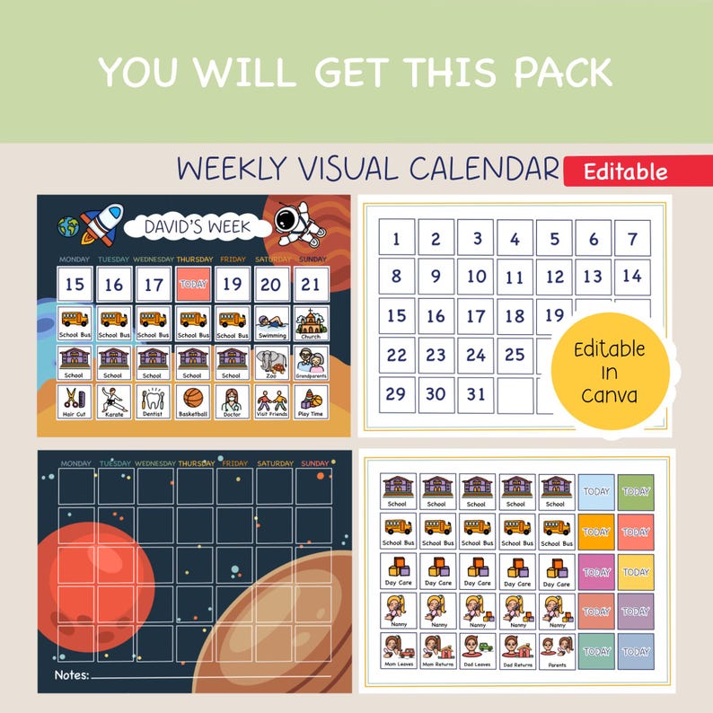 Kids Chore Chart Bundle: Daily Routine, Visual Schedule (digital ...