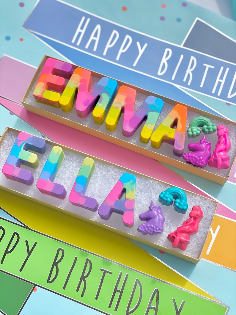 Kids Birthday Party Favor Crayon Letter Personalized Name image 7