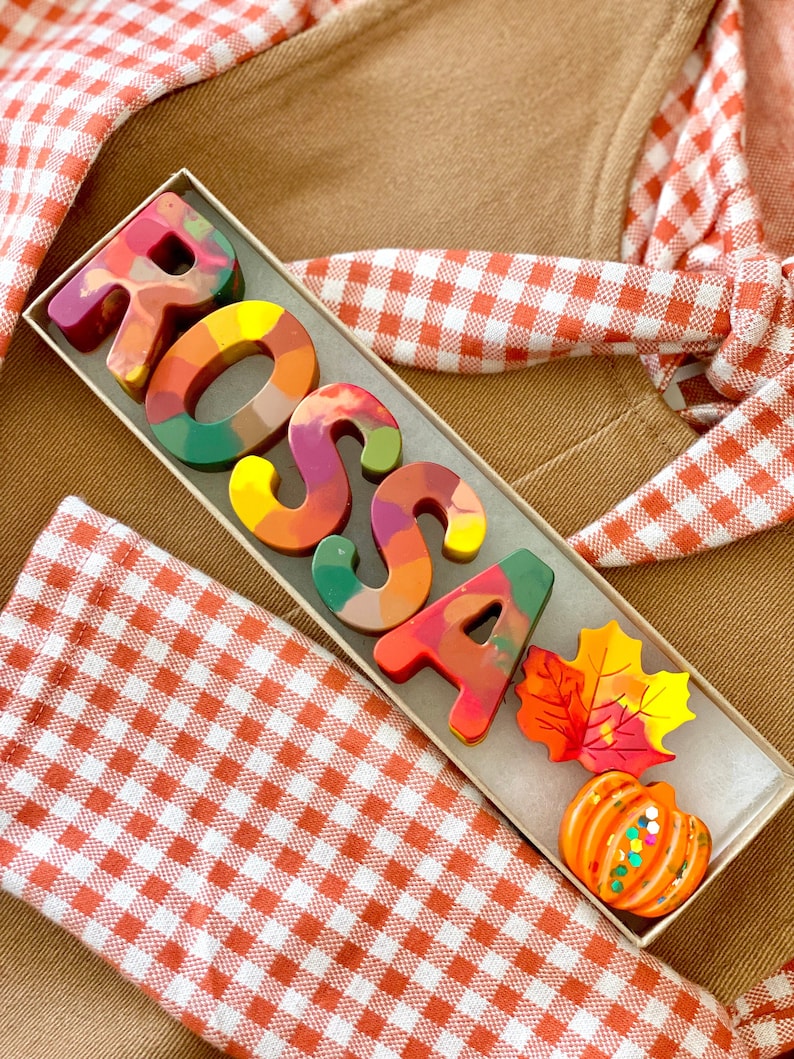 Thanksgiving Gifts for kids, Thanksgiving hand made Pumpkin Crayons, Thanksgiving Party Favors for kids, Thanksgiving Class gifts for kids. image 1