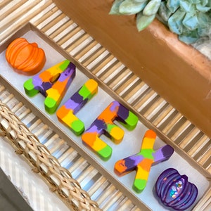 Halloween Personalized Gift For Kids, Halloween Treats, Halloween Party Favors, Halloween Pumpkin Crayons, Trick or Treat, Boo Basket Filler image 8