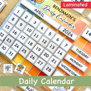 Dagelijkse kinderkalender, muurkalender voor thuisonderwijs, eeuwigdurende kalender, montessorimaterialen, klaskalender, visuele wekelijkse kalender voor kinderen