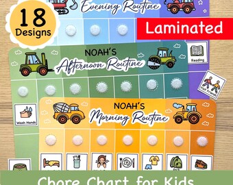 Personalized Kids Chore Chart: Laminated Visual Routine Chart