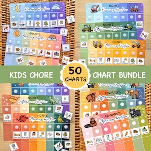 Chore Chart for kids, Morning, Afternoon & Evening Routine Chart, Planning Toddler Bedtime Routine, Daily Visual Schedule, Chore Chart Kids