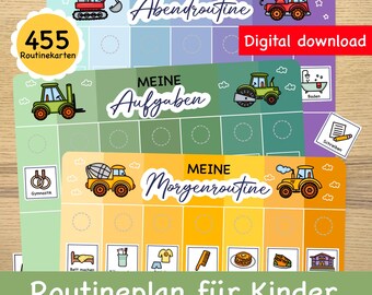 Kids' Daily Routine Chart: Morning, Evening, Tasks (Digital Download)