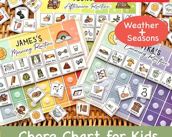 Toddler Routine Chart: Laminated Visual Schedule, Chore Chart