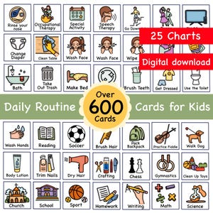 Chore Chart for kids, Morning, Afternoon & Evening Routine Chart, Planning Toddler Bedtime Routine, Daily Visual Schedule, Chore Chart Kids