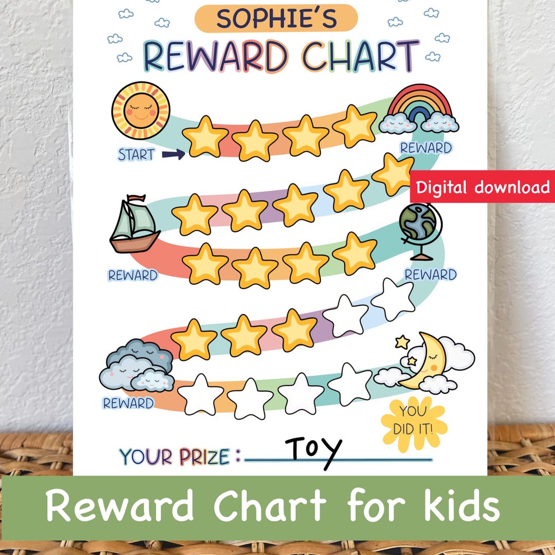 Kids Reward Chart: Rainbow Design, Printable Behavior Tracker (digital ...