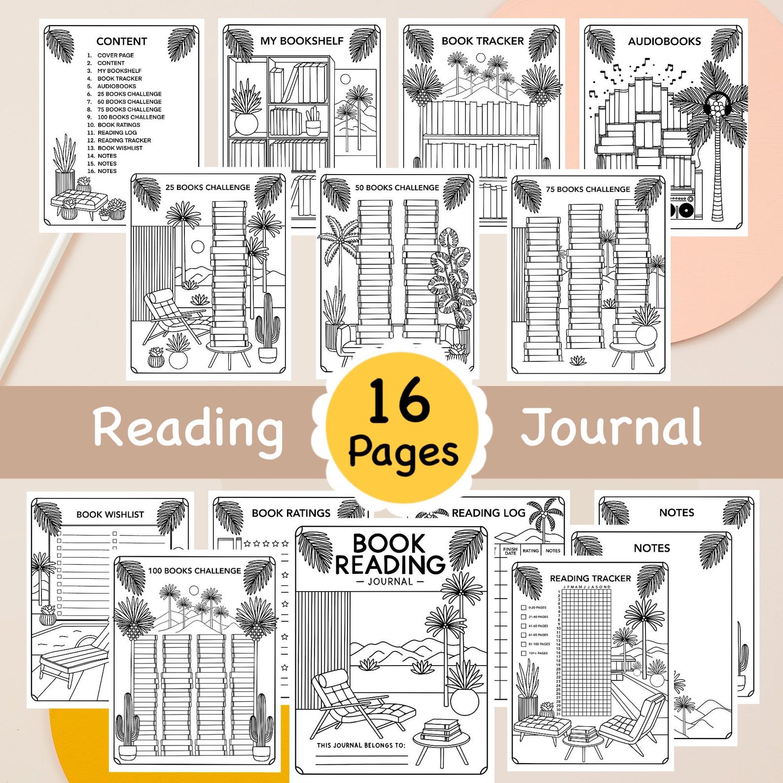 Printable Book Reading Challenge: Tracker, Log, and Review (PDF) - Etsy