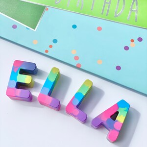 Kids Birthday Party Favor Crayon Letter Personalized Name Pastel