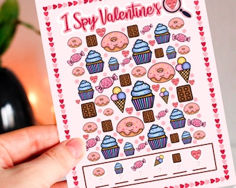 I Spy Valentine's Kid's game, Valentine's Printable Page, Valentine's Day Activity Kit, I Spy Games, Valentine's Games Printable For Kids