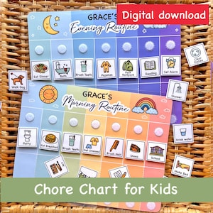 Morning, Afternoon & Evening Routine Chart, Planning Toddler Bedtime Routine, Daily Visual Schedule, Chore Chart Montessori Kids Flip Chart