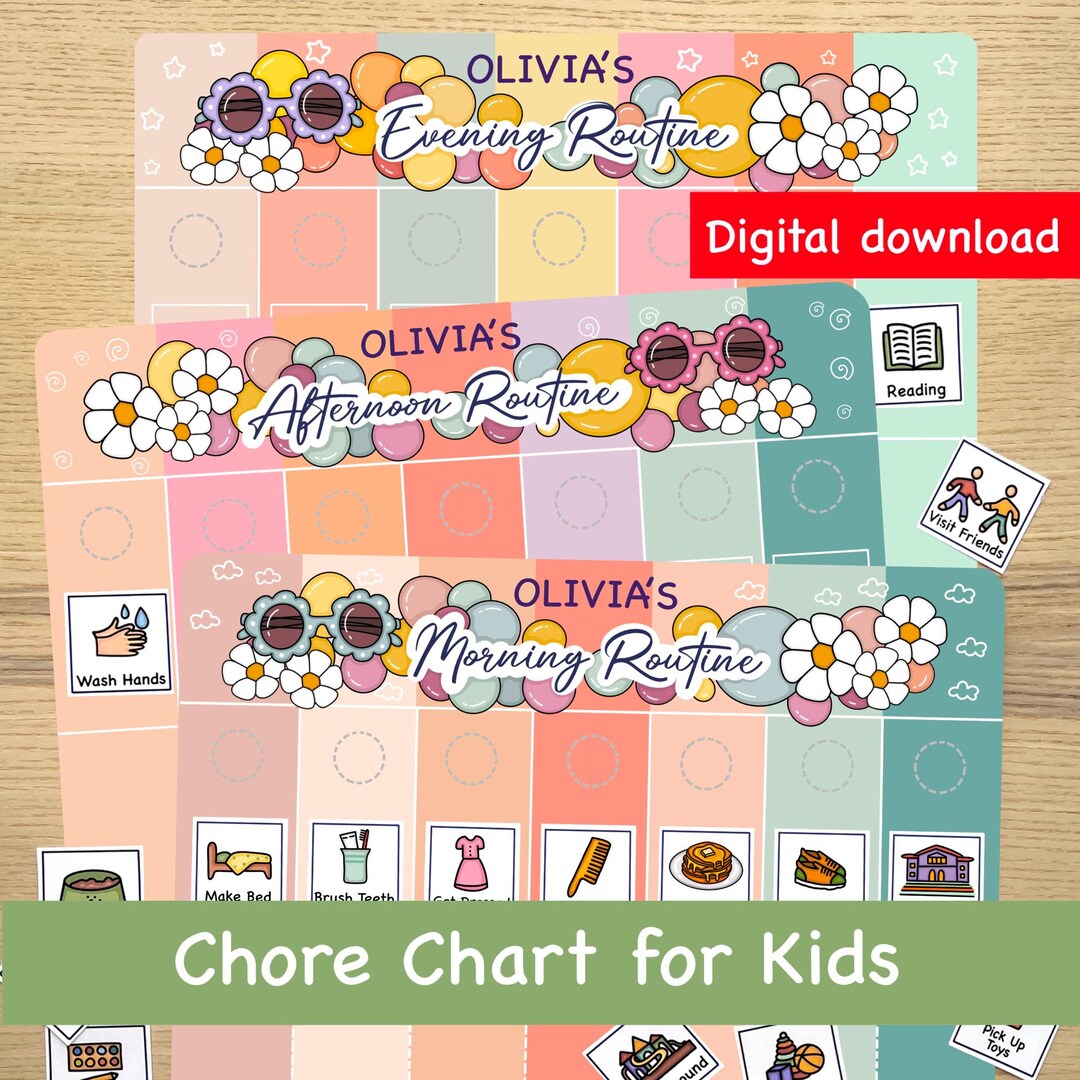 Boho Kids Routine Chart: Morning, Afternoon, Evening (digital Download ...